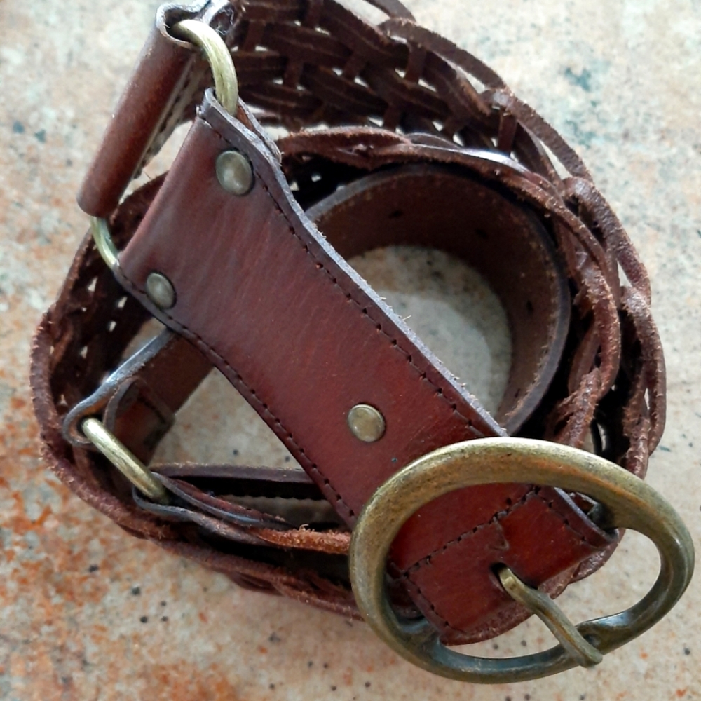 Rich brown leather weave belt SOLD ON TITLE